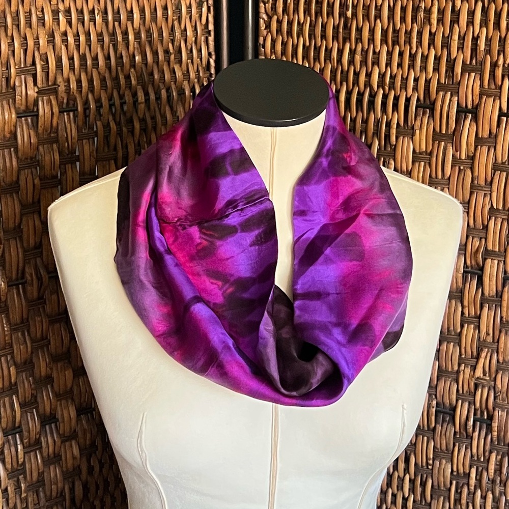 Silk Tie Dye Purple Infinity Scarf
